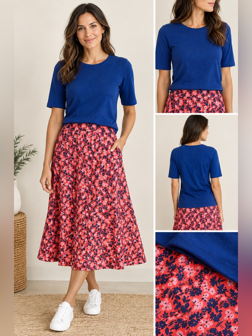 PACT Floral Skirt + Tee | Size S, 2-Piece Outfit — EUC!